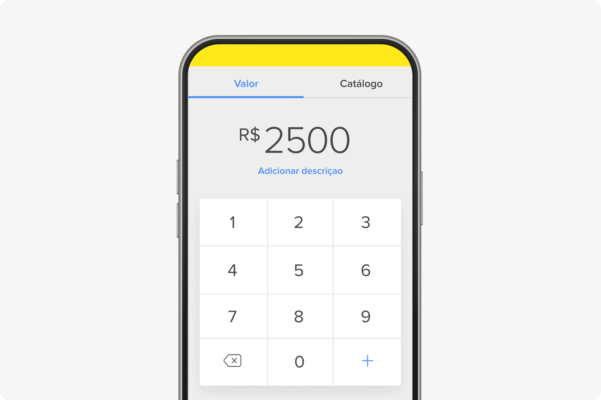 Insira o valor na tela